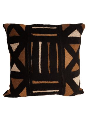 Housse de coussin Carré en bologan à motif noir et marron djoloo