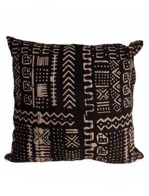 Housse de coussin Carré en bologan à motif noir djoloo