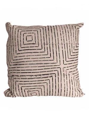 Housse de coussin Carré en bologan à motif blanc djoloo