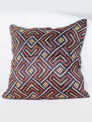 Housse de coussin Kuba 50x50 art africain authentique du congo