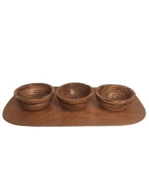Plateau avec Bols en Bois Massifs