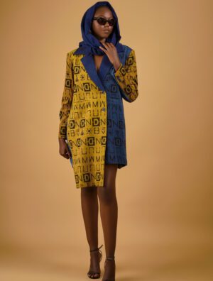 Veste Blazer asymétrique NAWAL artisanal malien, coton biologique